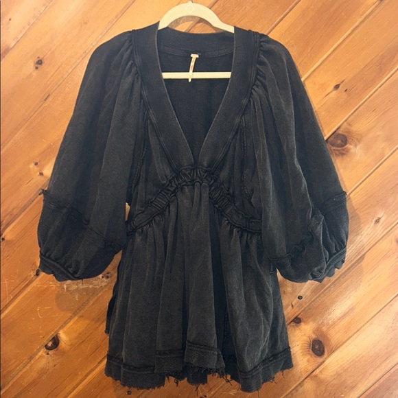 Free People Feeling Cute gray acid washed oversized tunic Sweatshirt/mini dress - Picture 3 of 6